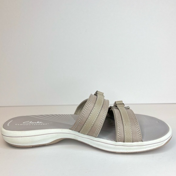Clarks Cloudsteppers Women's Breeze Piper Slides 27772 Sz 9M Lt. Grey/White Nice - Picture 4 of 11